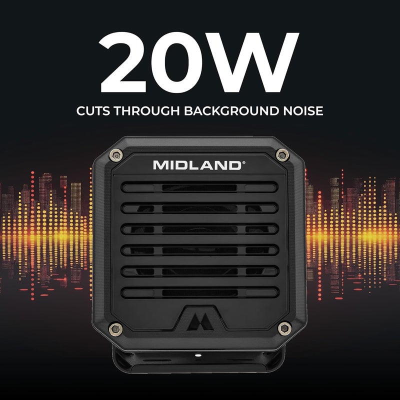Midland - SPK100 Heavy-Duty 20W External Speaker - 180 Degrees Swivel Base Bracket Works with All CB and MXT Radios 8-OHM Sound System 3.5mm Audio Plug - Easy Installation Waterproof Design - Image 5